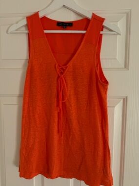 Soft Surroundings Orange Lace-Up V-Neck Tank